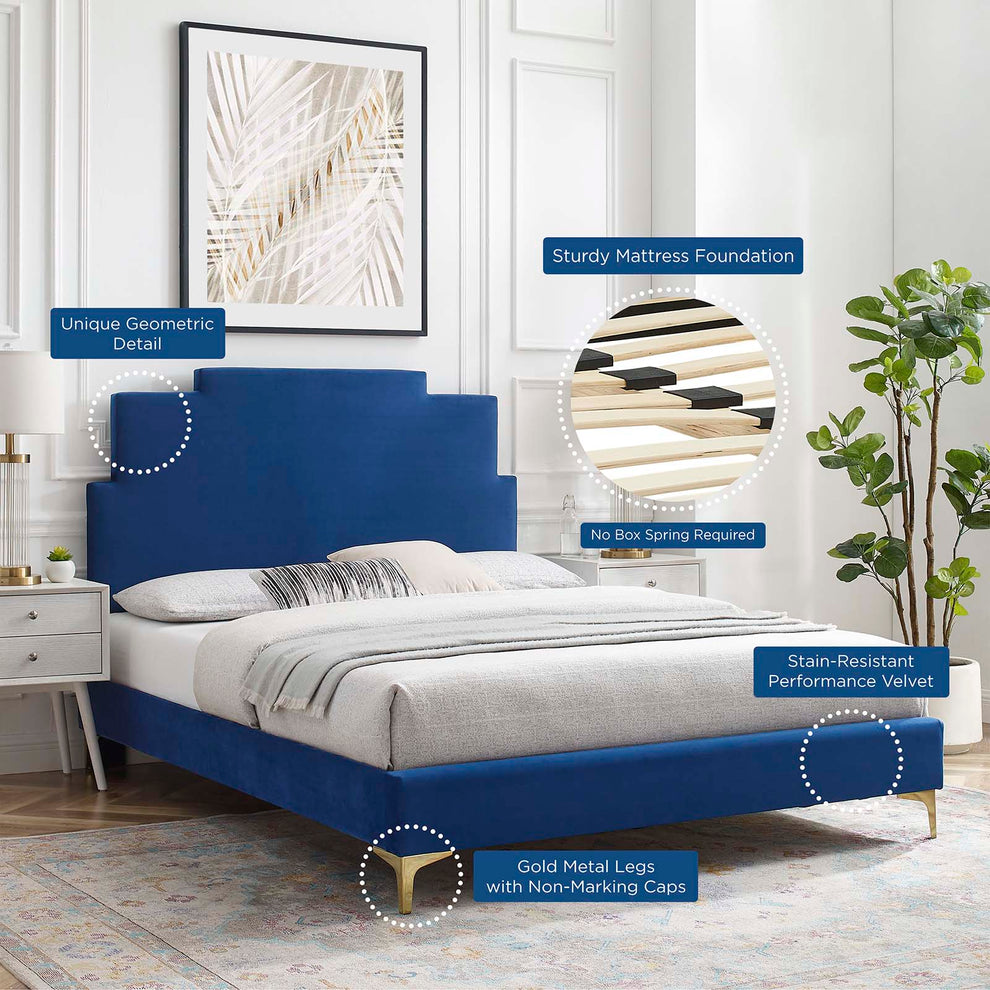Lindsey Performance Velvet Twin Platform Bed By Modway - MOD-6895 | Beds | Modishstore - 46