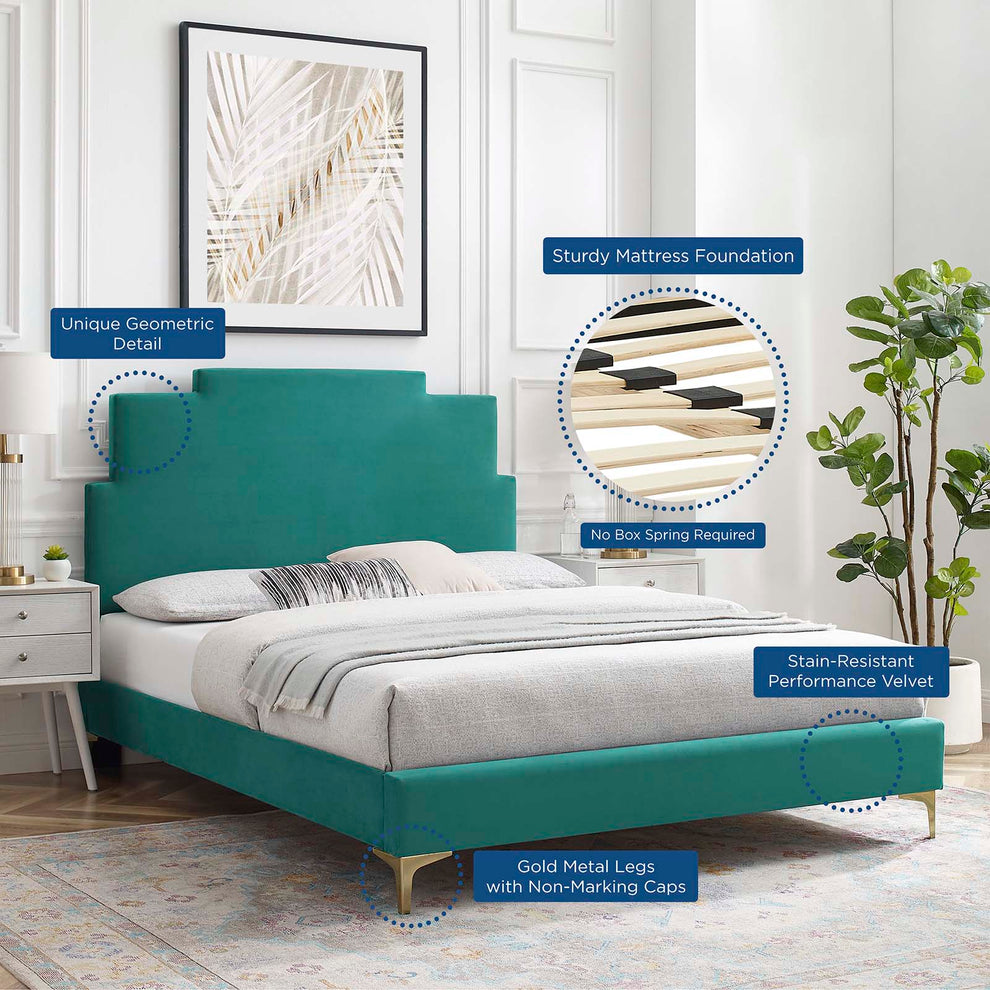 Lindsey Performance Velvet Twin Platform Bed By Modway - MOD-6895 | Beds | Modishstore - 68