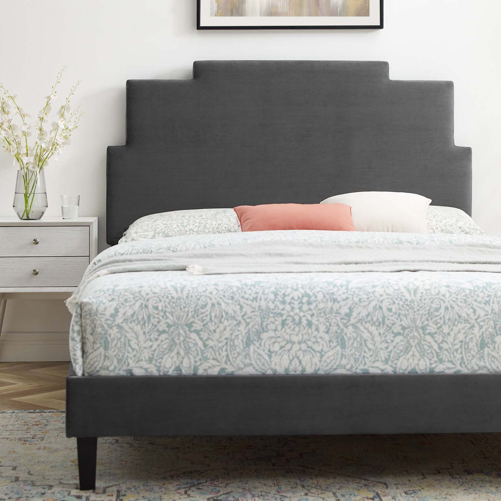 Lindsey Performance Velvet Twin Platform Bed By Modway - MOD-6897 | Beds | Modishstore - 4