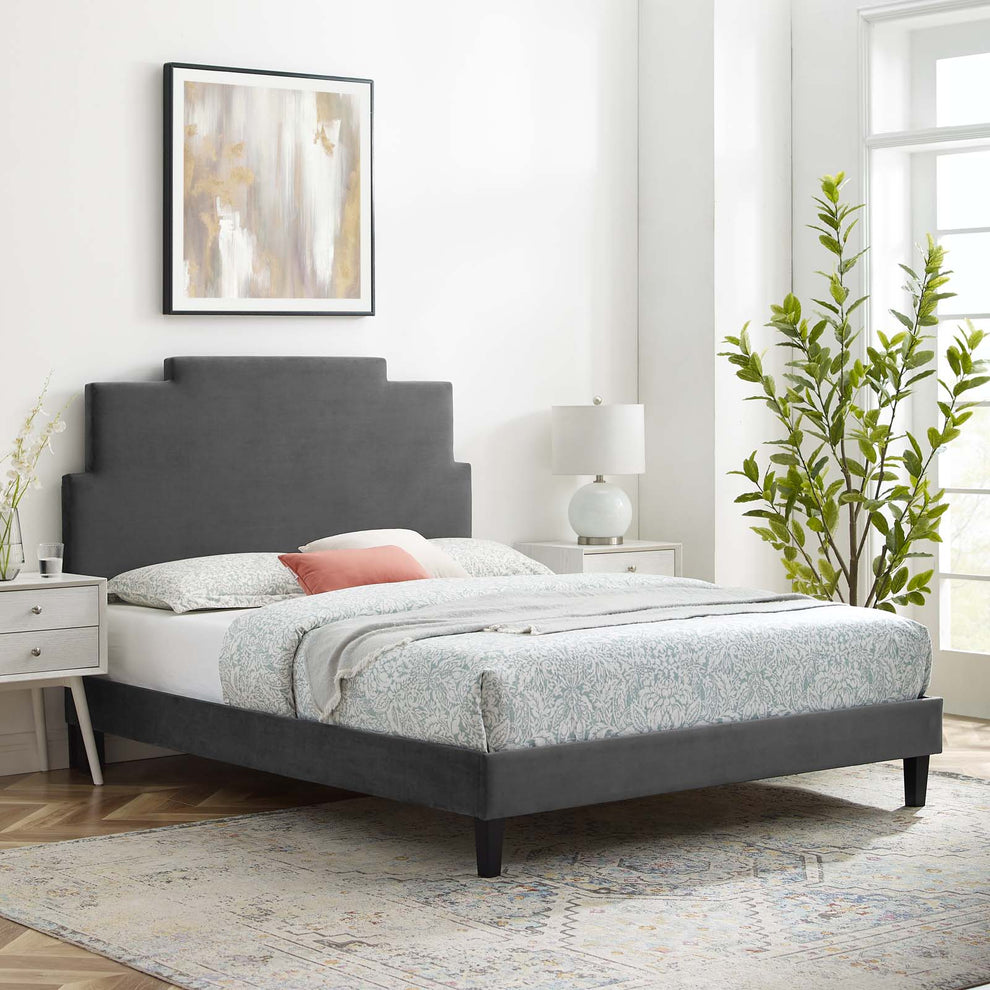 Lindsey Performance Velvet Twin Platform Bed By Modway - MOD-6897 | Beds | Modishstore - 1