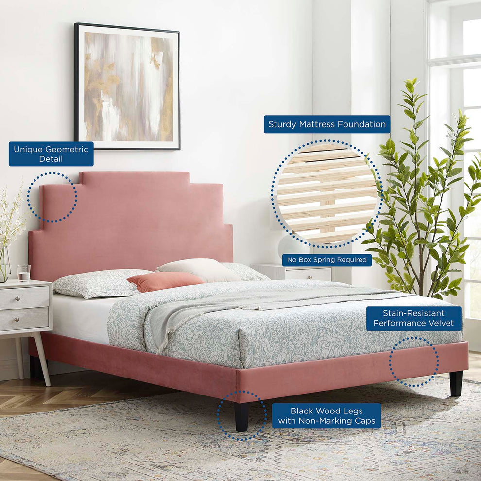 Lindsey Performance Velvet Twin Platform Bed By Modway - MOD-6897 | Beds | Modishstore - 13