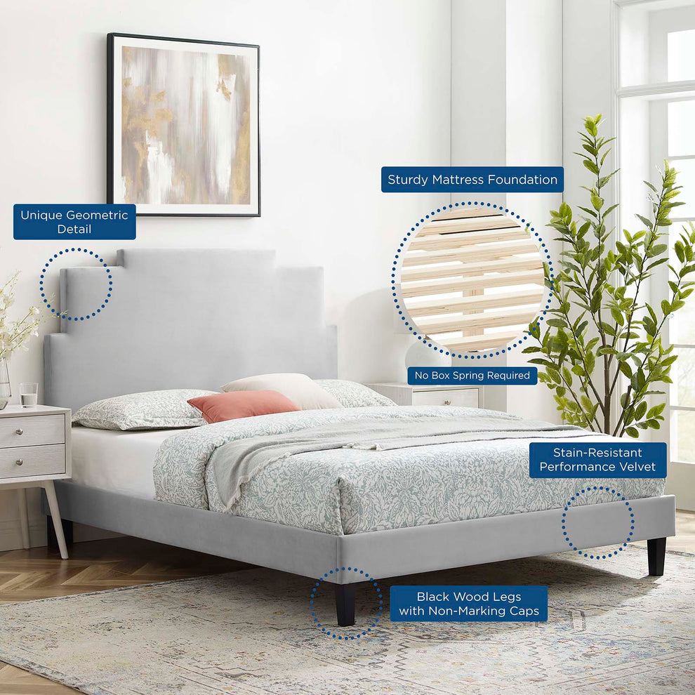 Lindsey Performance Velvet Twin Platform Bed By Modway - MOD-6897 | Beds | Modishstore - 24