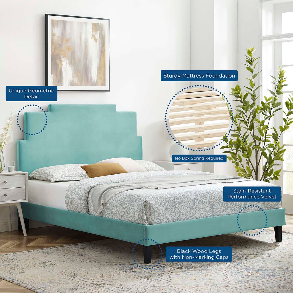 Lindsey Performance Velvet Twin Platform Bed By Modway - MOD-6897 | Beds | Modishstore - 35