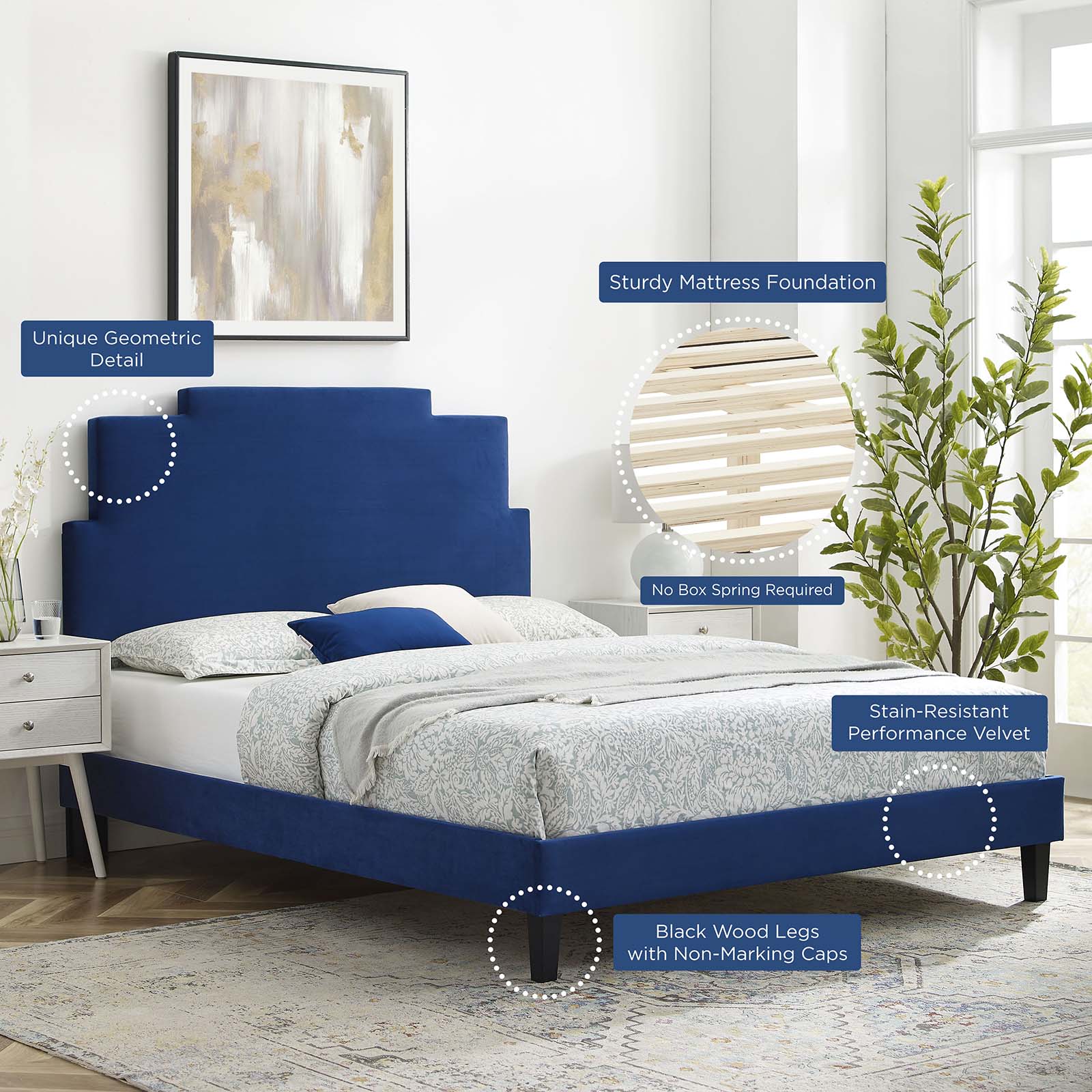 Lindsey Performance Velvet Twin Platform Bed By Modway - MOD-6897 | Beds | Modishstore - 46