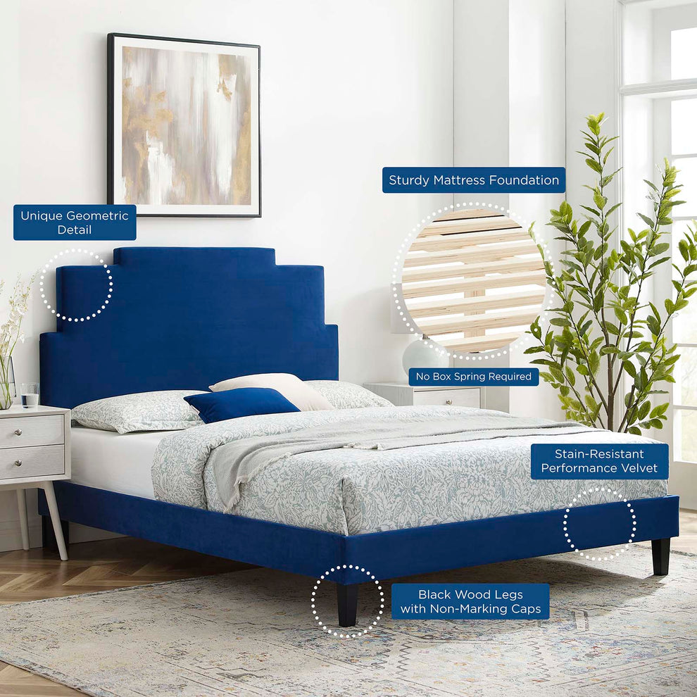 Lindsey Performance Velvet Twin Platform Bed By Modway - MOD-6897 | Beds | Modishstore - 46