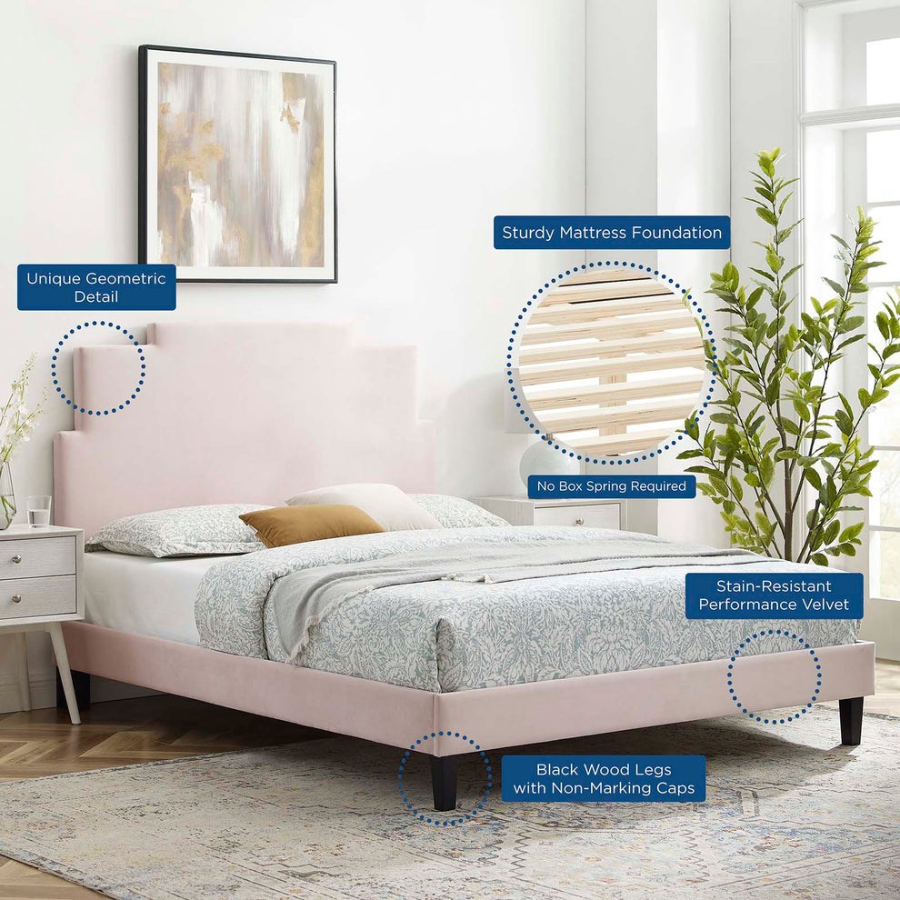 Lindsey Performance Velvet Twin Platform Bed By Modway - MOD-6897 | Beds | Modishstore - 57