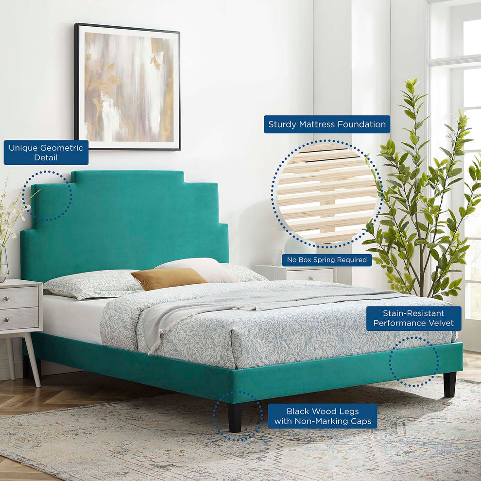 Lindsey Performance Velvet Twin Platform Bed By Modway - MOD-6897 | Beds | Modishstore - 68