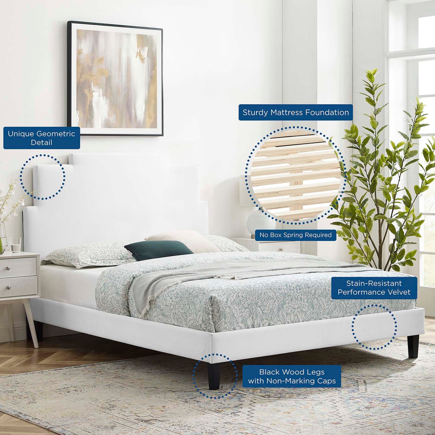 Lindsey Performance Velvet Twin Platform Bed By Modway - MOD-6897 | Beds | Modishstore - 79