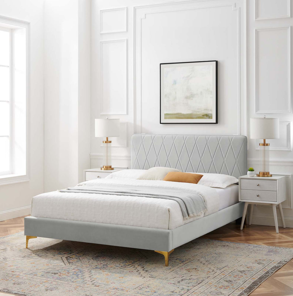 Modway Phillipa Performance Velvet Twin Platform Bed - MOD-6898 | Beds | Modishstore - 60