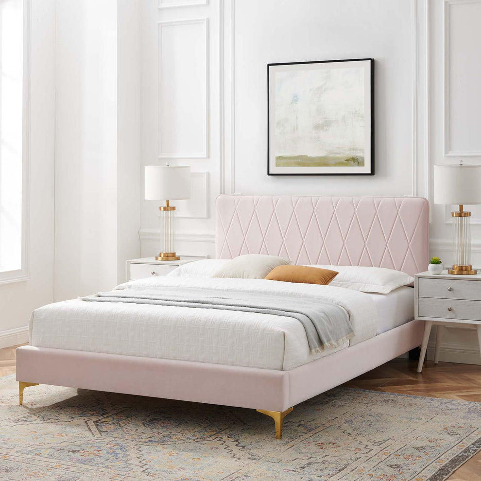Modway Phillipa Performance Velvet Twin Platform Bed - MOD-6898 | Beds | Modishstore - 59