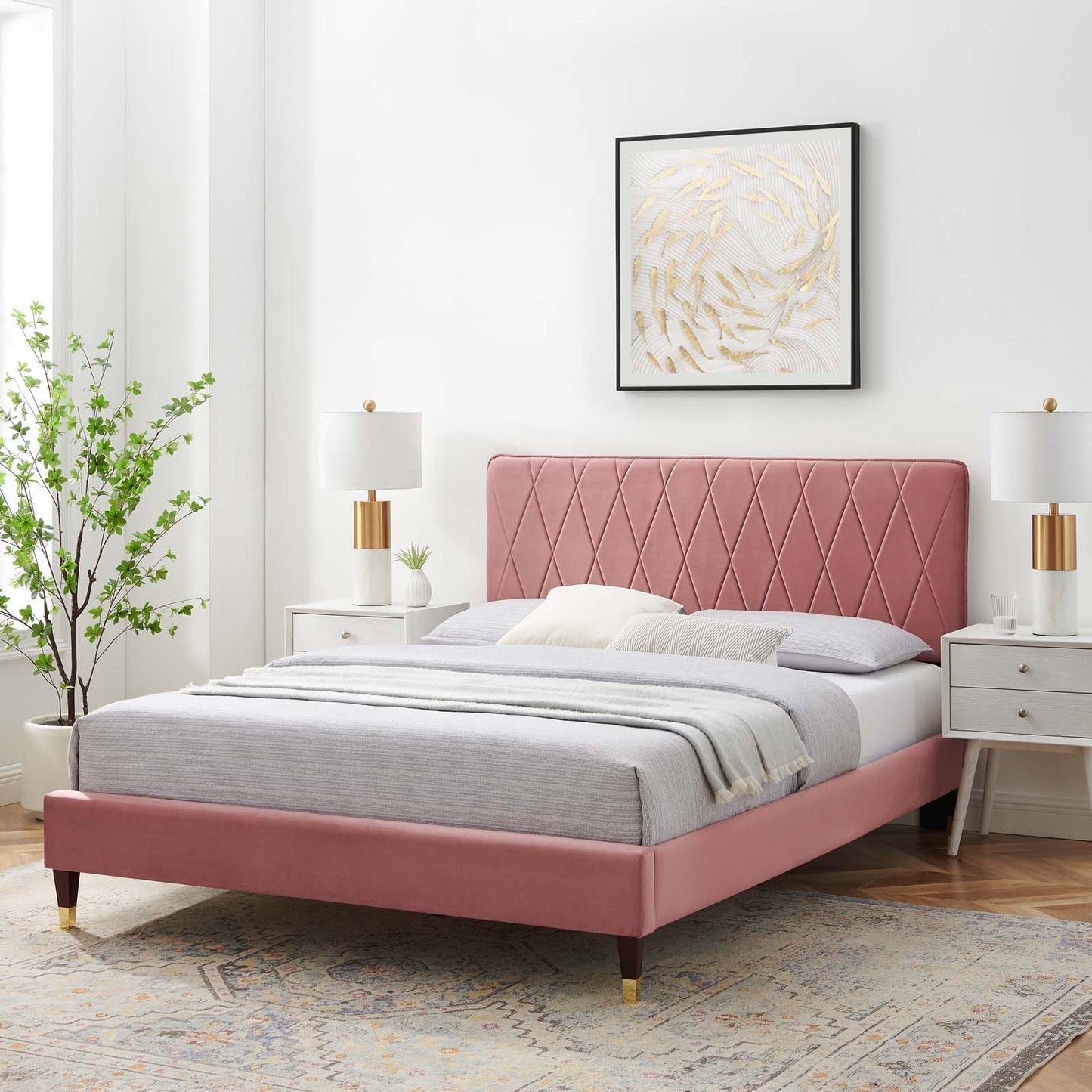 Modway Phillipa Performance Velvet Twin Platform Bed - MOD-6899 | Beds | Modishstore - 59