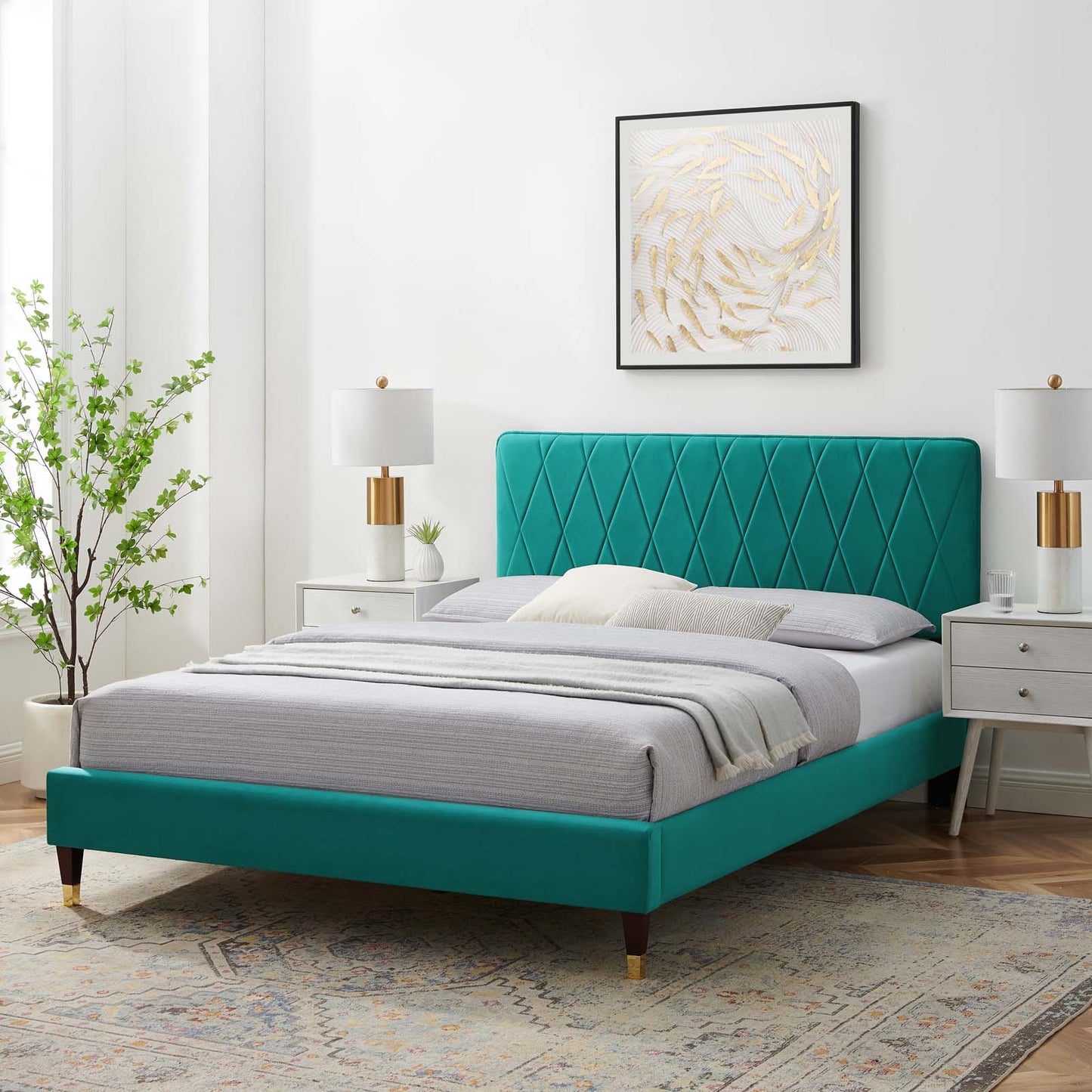 Modway Phillipa Performance Velvet Twin Platform Bed - MOD-6899 | Beds | Modishstore - 60