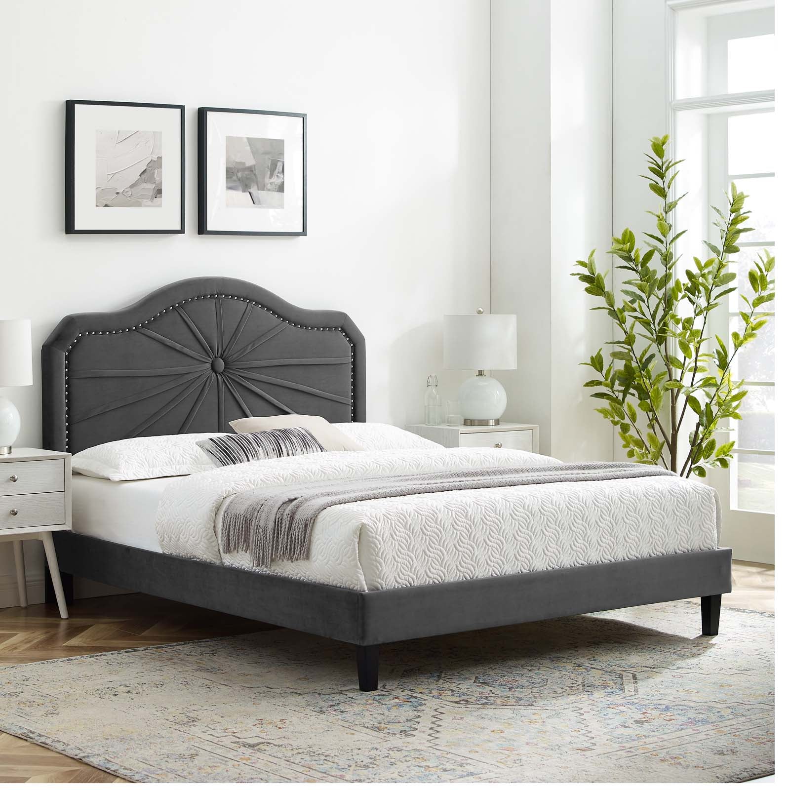 Modway Portia Performance Velvet King Platform Bed - MOD-6917 | Beds | Modishstore - 1