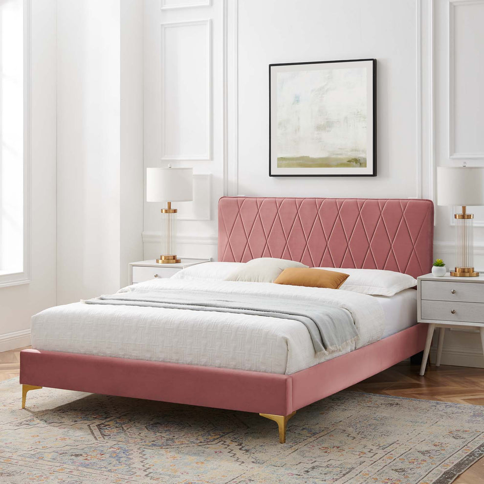 Modway Phillipa Performance Velvet Full Platform Bed - MOD-6922 | Beds | Modishstore - 9
