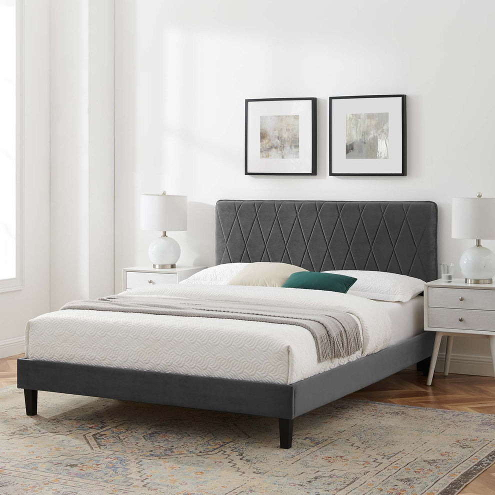 Modway Phillipa Performance Velvet Full Platform Bed - MOD-6924 | Beds | Modishstore - 1