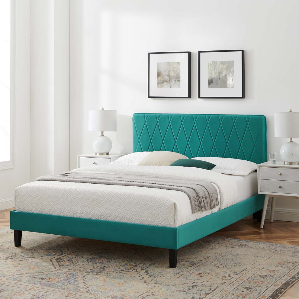 Modway Phillipa Performance Velvet Full Platform Bed - MOD-6924 | Beds | Modishstore - 43