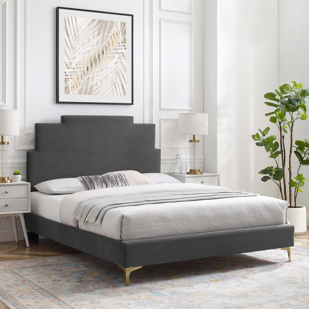 Modway Lindsey Performance Velvet King Platform Bed - MOD-6925 | Beds | Modishstore - 1