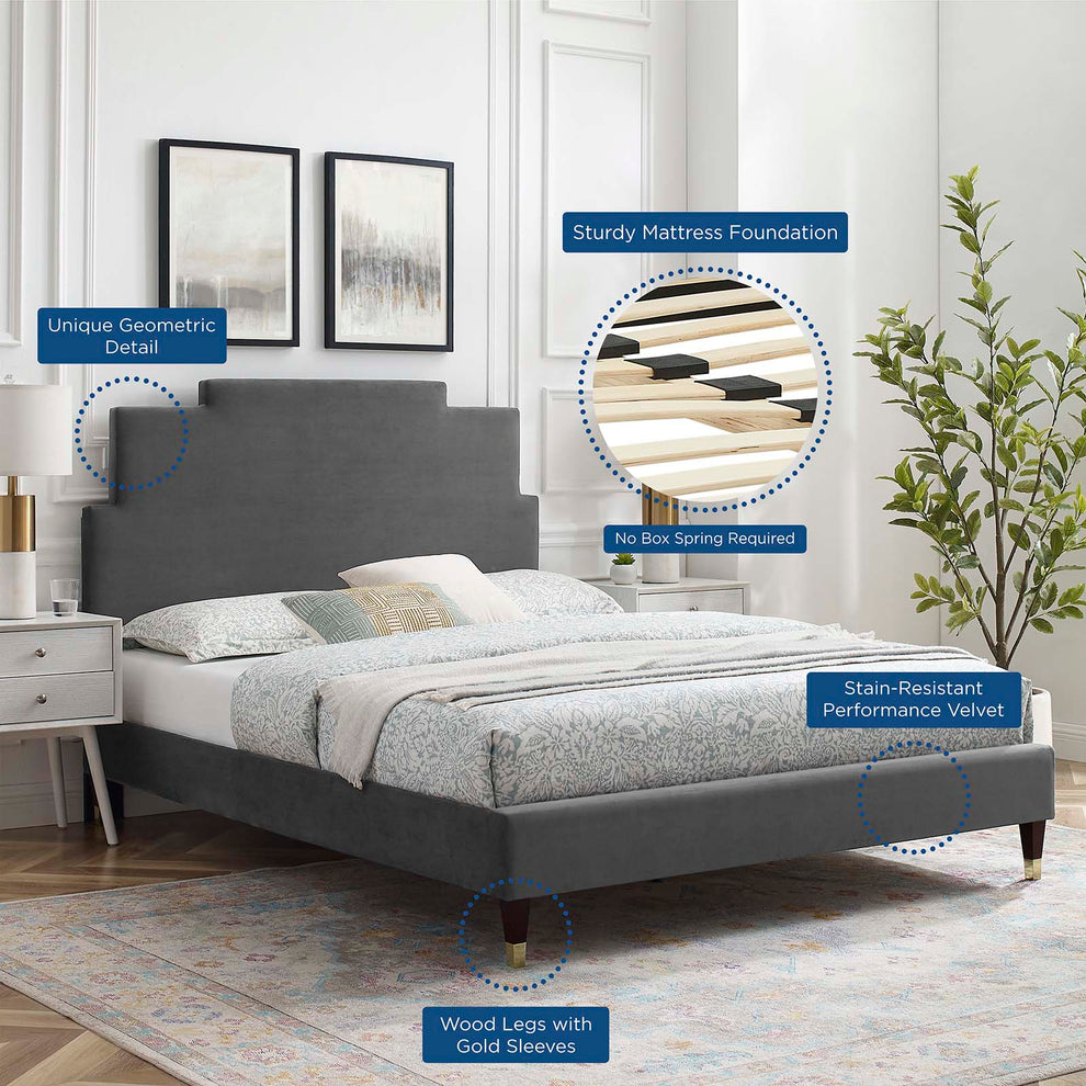 Lindsey Performance Velvet King Platform Bed By Modway - MOD-6926 | Beds | Modishstore - 2