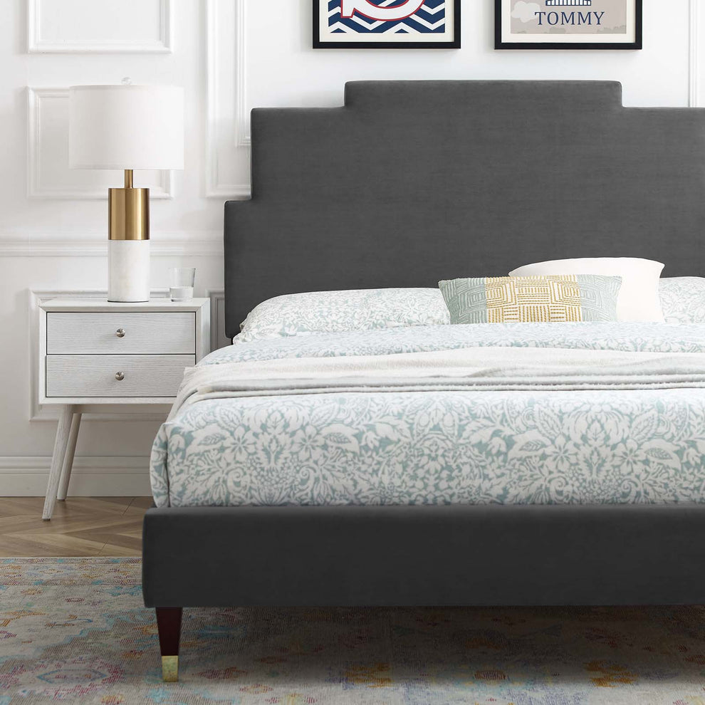 Lindsey Performance Velvet King Platform Bed By Modway - MOD-6926 | Beds | Modishstore - 5
