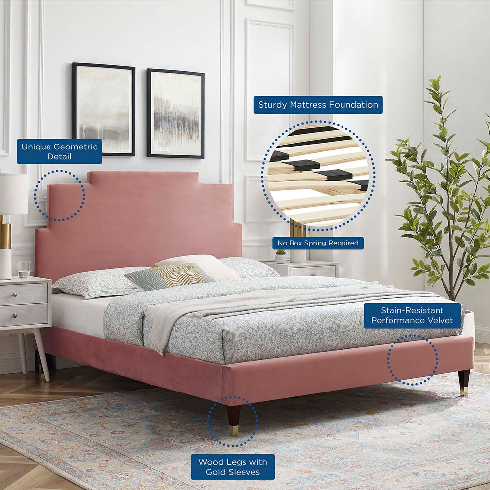 Lindsey Performance Velvet King Platform Bed By Modway - MOD-6926 | Beds | Modishstore - 14