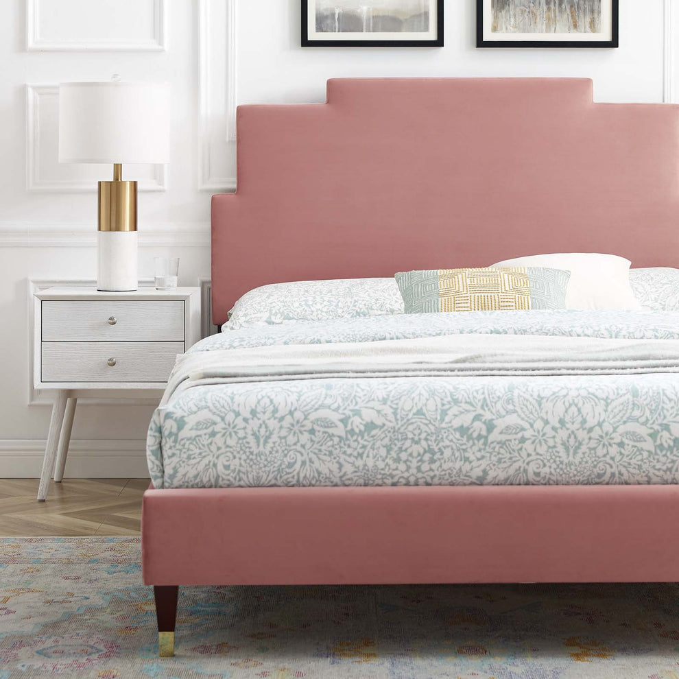 Lindsey Performance Velvet King Platform Bed By Modway - MOD-6926 | Beds | Modishstore - 15