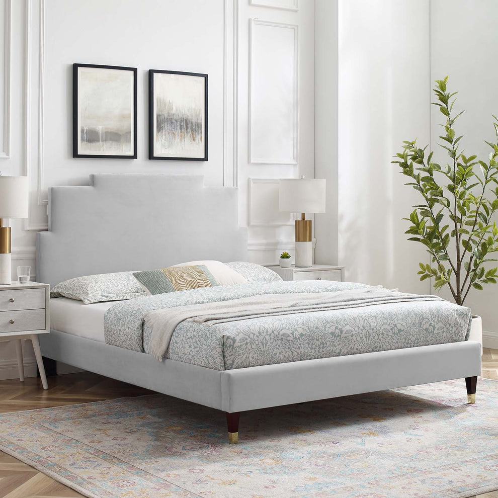 Lindsey Performance Velvet King Platform Bed By Modway - MOD-6926 | Beds | Modishstore - 25