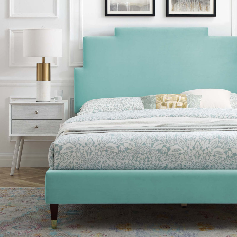 Lindsey Performance Velvet King Platform Bed By Modway - MOD-6926 | Beds | Modishstore - 39