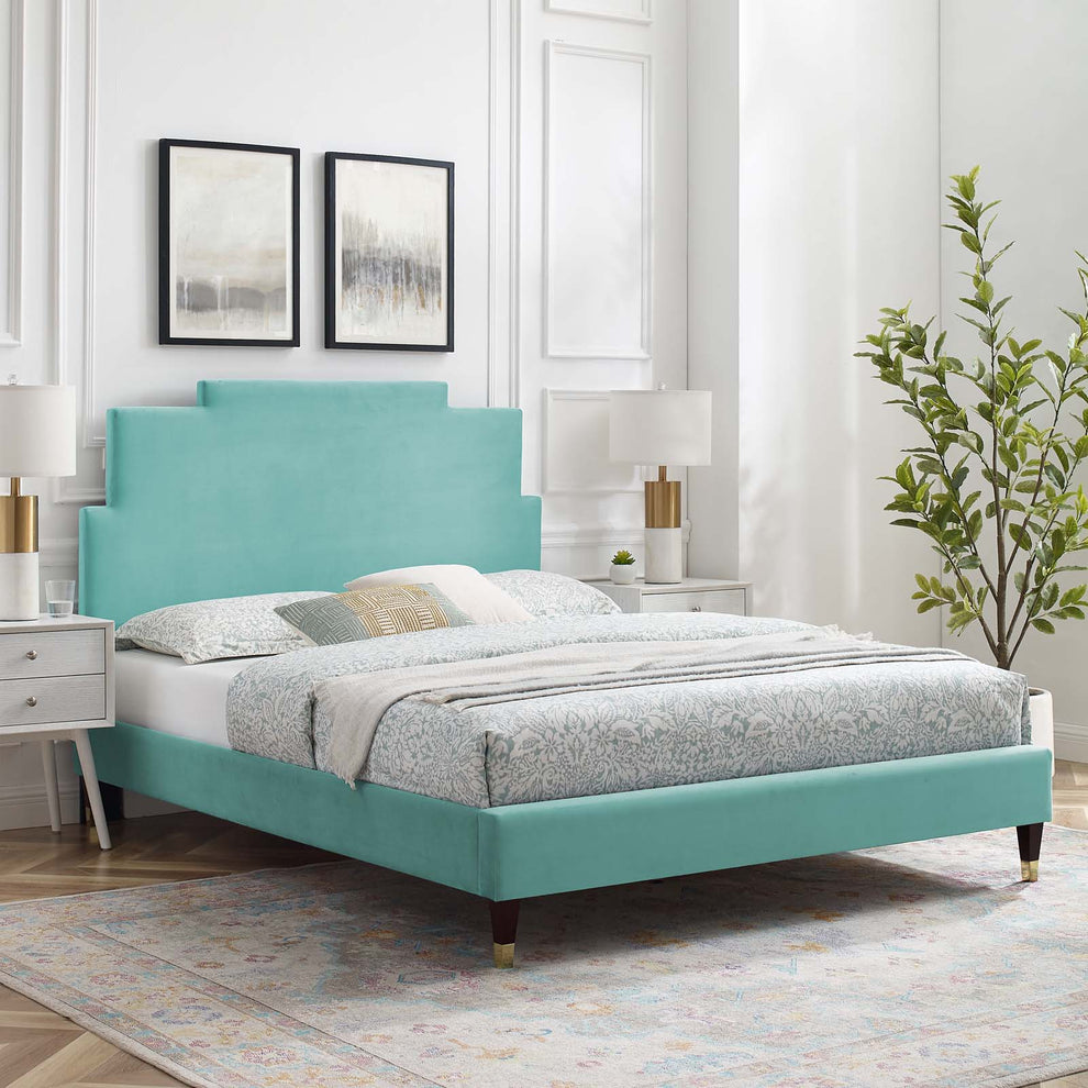 Lindsey Performance Velvet King Platform Bed By Modway - MOD-6926 | Beds | Modishstore - 35