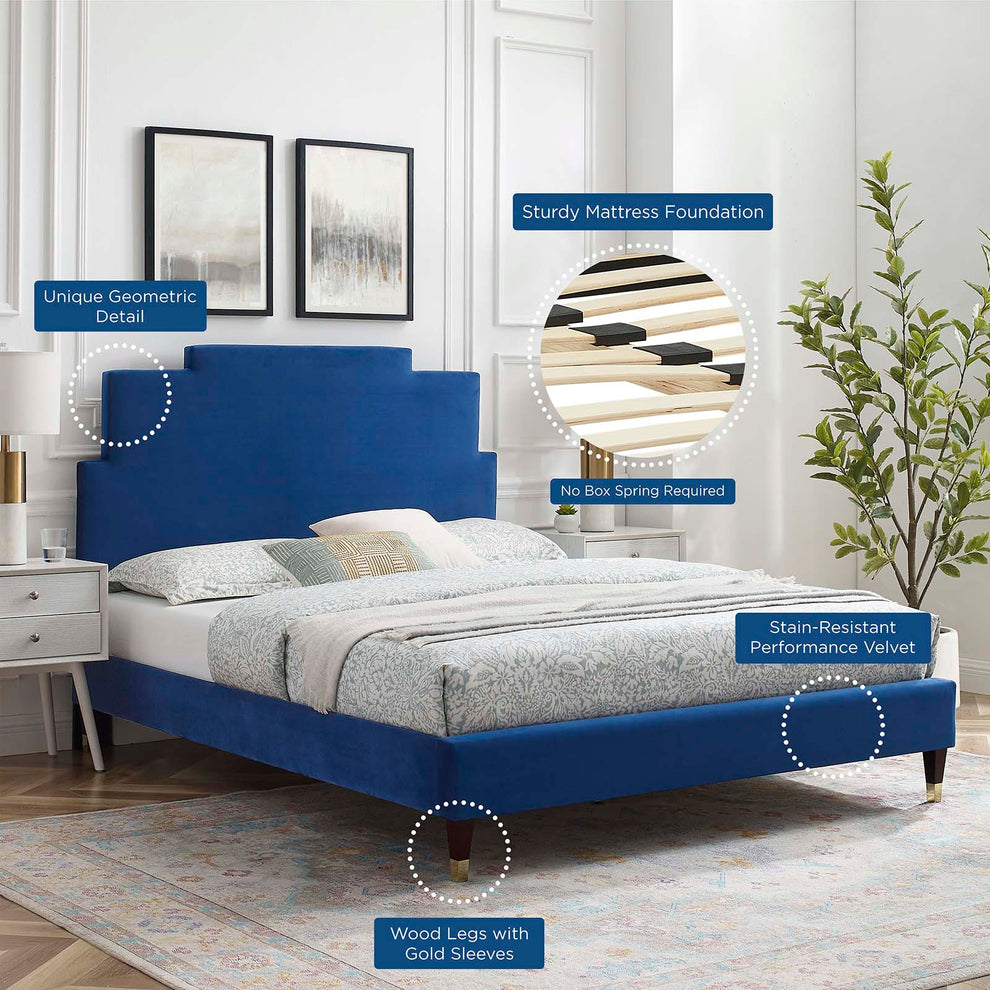 Lindsey Performance Velvet King Platform Bed By Modway - MOD-6926 | Beds | Modishstore - 46