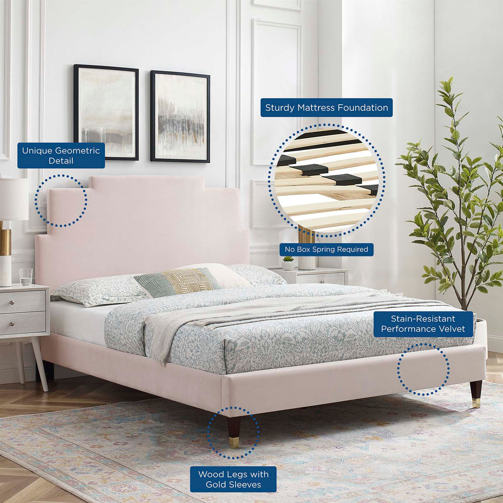 Lindsey Performance Velvet King Platform Bed By Modway - MOD-6926 | Beds | Modishstore - 80
