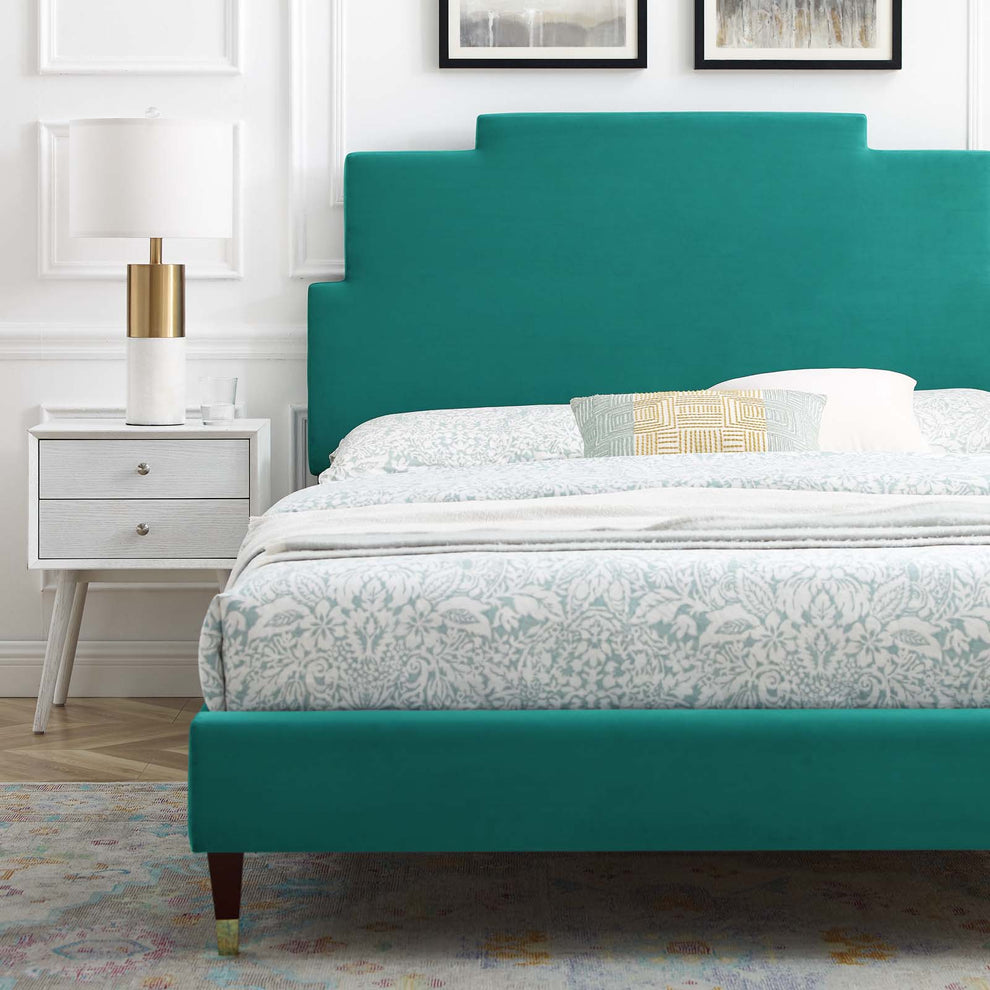 Lindsey Performance Velvet King Platform Bed By Modway - MOD-6926 | Beds | Modishstore - 61