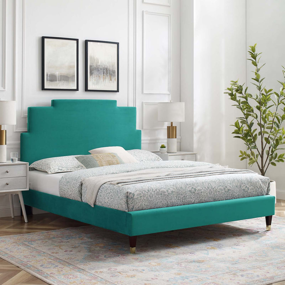 Lindsey Performance Velvet King Platform Bed By Modway - MOD-6926 | Beds | Modishstore - 58