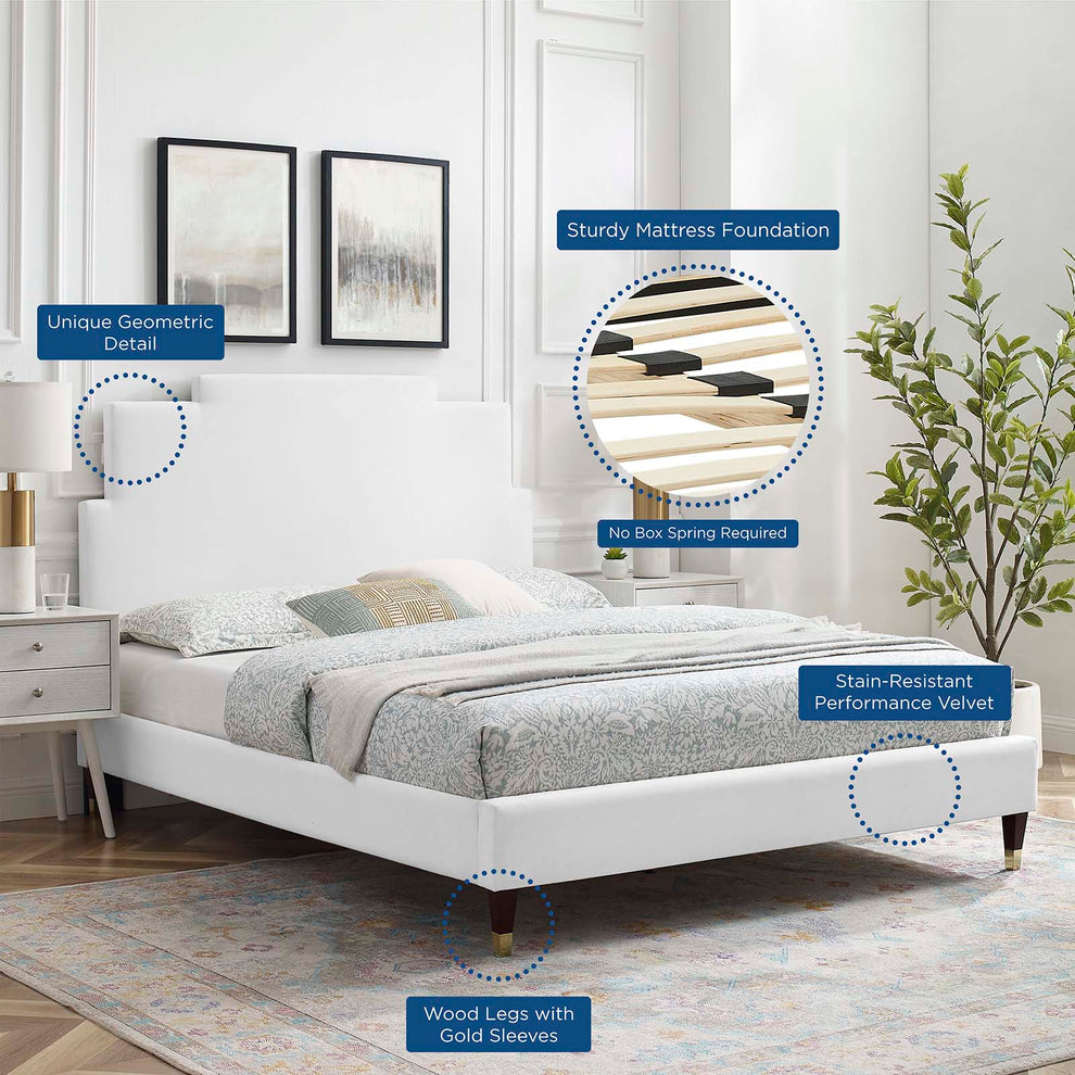 Lindsey Performance Velvet King Platform Bed By Modway - MOD-6926 | Beds | Modishstore - 69