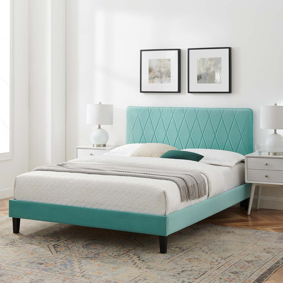Modway Phillipa Performance Velvet King Platform Bed - MOD-6930 | Beds | Modishstore - 24