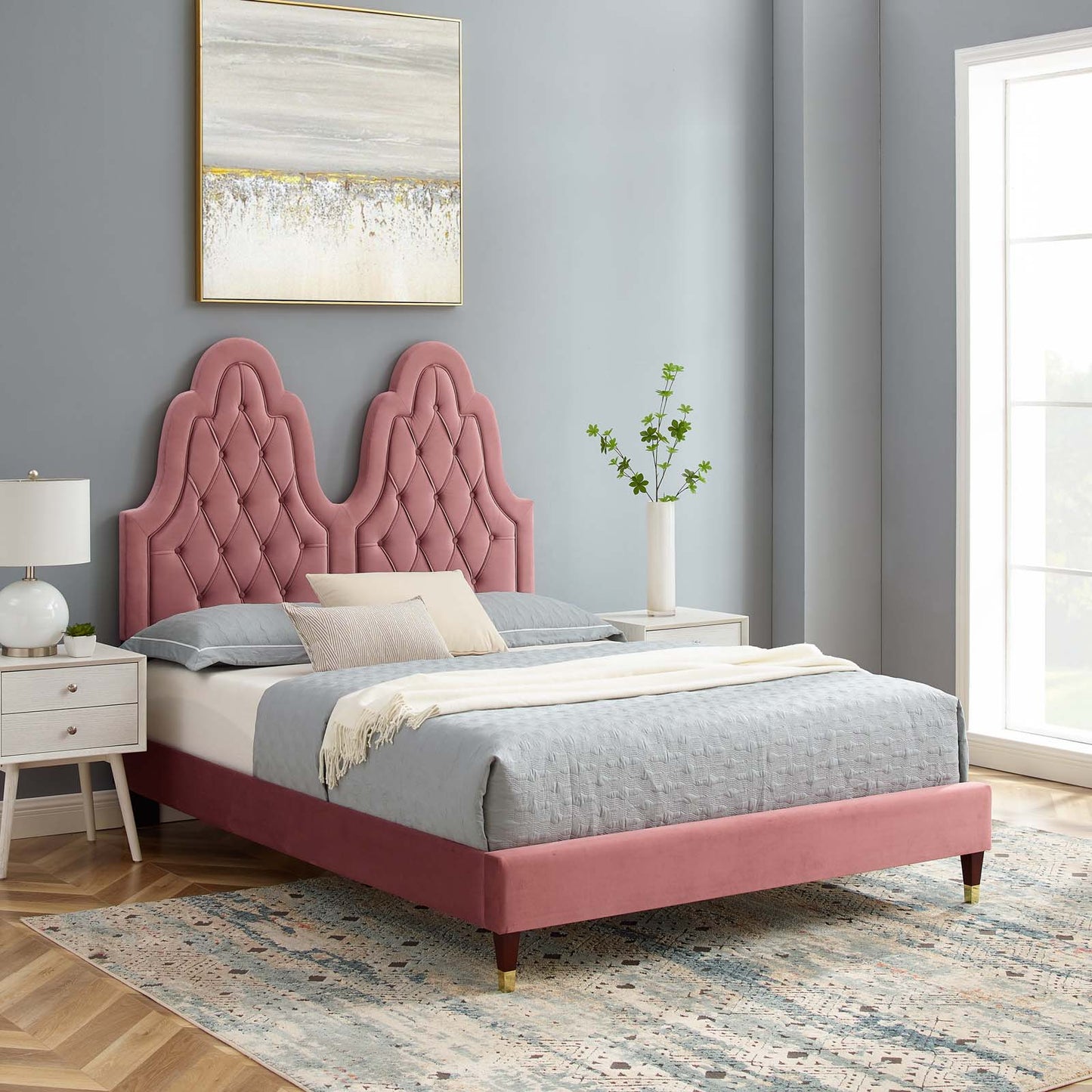 Modway Alexandria Tufted Performance Velvet Twin Platform Bed - MOD-6932 | Beds | Modishstore - 9