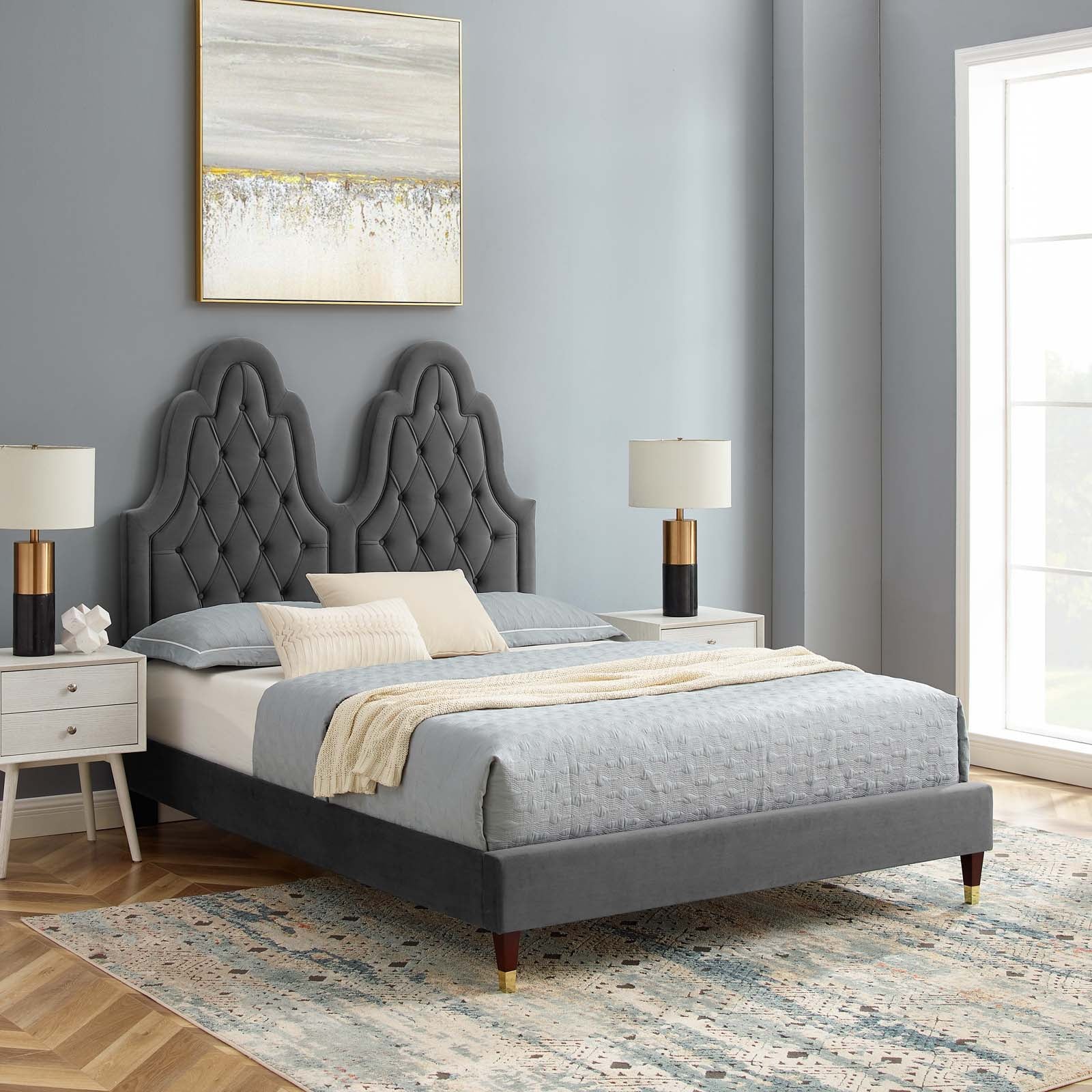 Modway Alexandria Tufted Performance Velvet Full Platform Bed - MOD-6935 | Beds | Modishstore - 1
