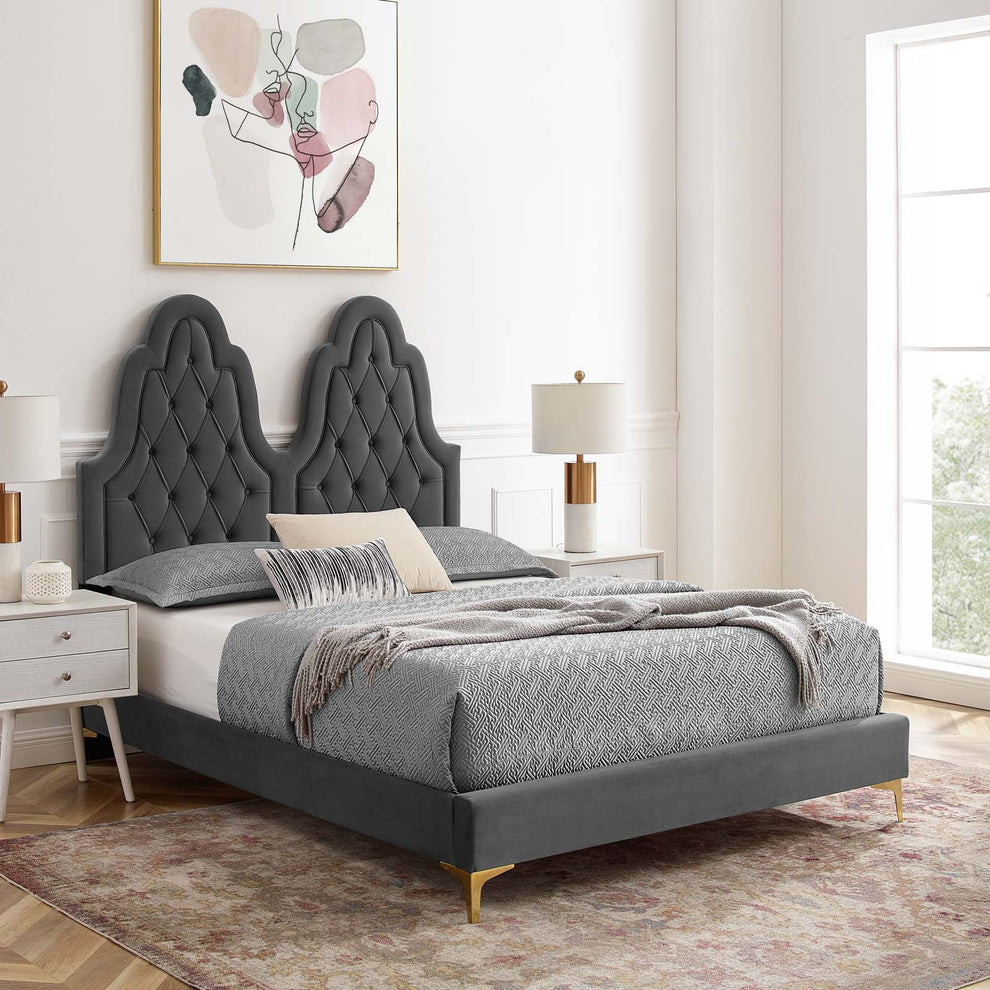 Modway Alexandria Tufted Performance Velvet King Platform Bed - MOD-6937 | Beds | Modishstore - 1