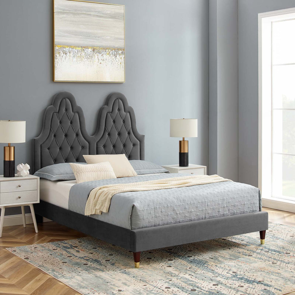 Modway Alexandria Tufted Performance Velvet King Platform Bed - MOD-6938 | Beds | Modishstore - 1