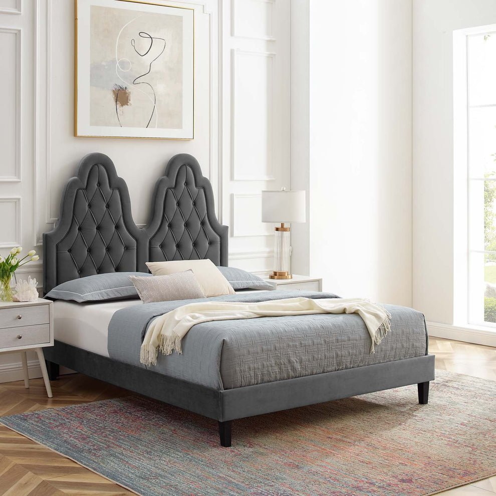 Modway Alexandria Tufted Performance Velvet King Platform Bed - MOD-6939 | Beds | Modishstore - 1