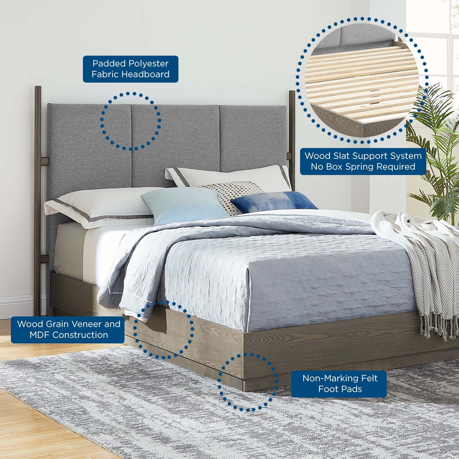 Merritt 3 Piece Upholstered Bedroom Set By Modway | Bedroom Sets | Modishstore - 6