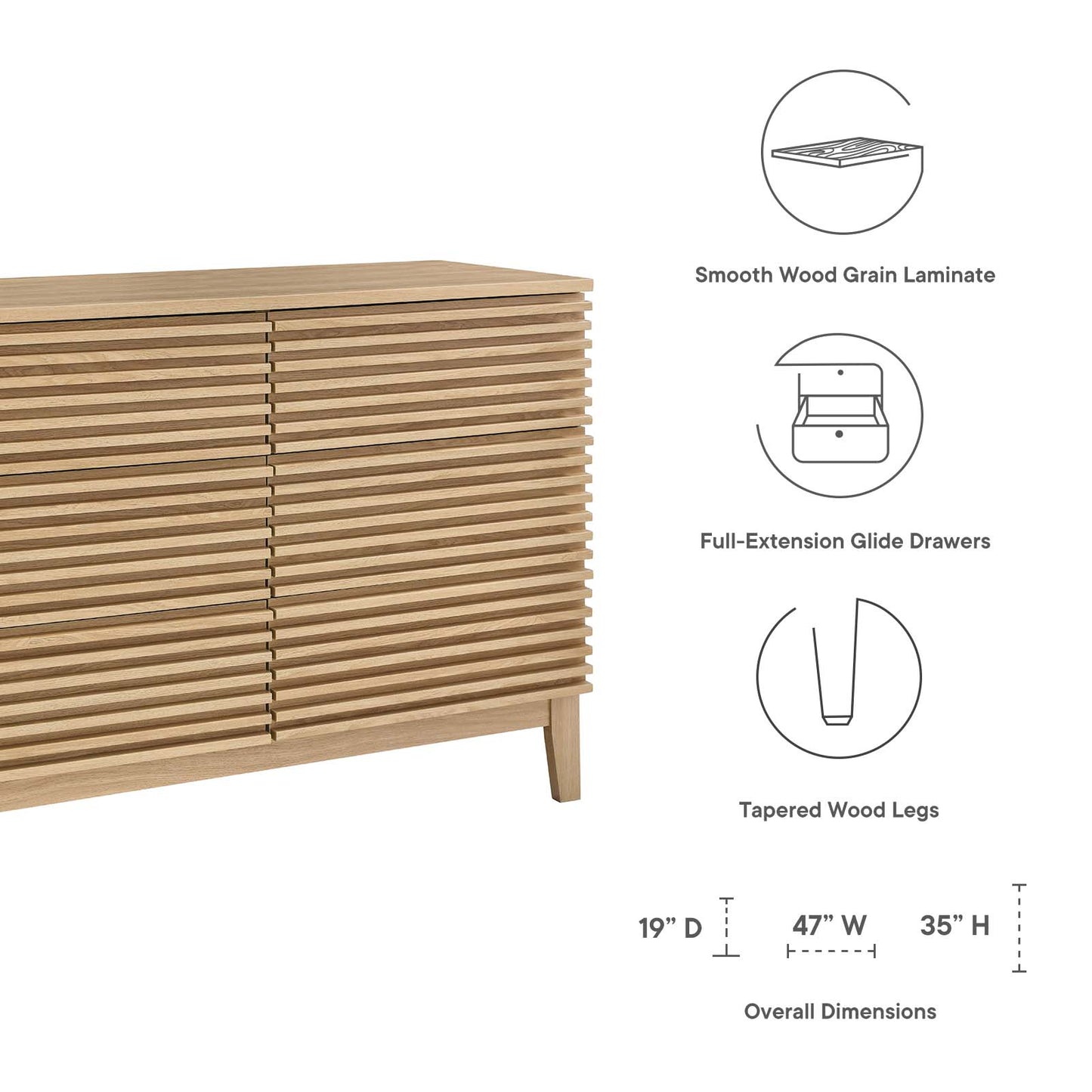 Render 6-Drawer Dresser By Modway - MOD-6968 | Dressers | Modishstore - 12