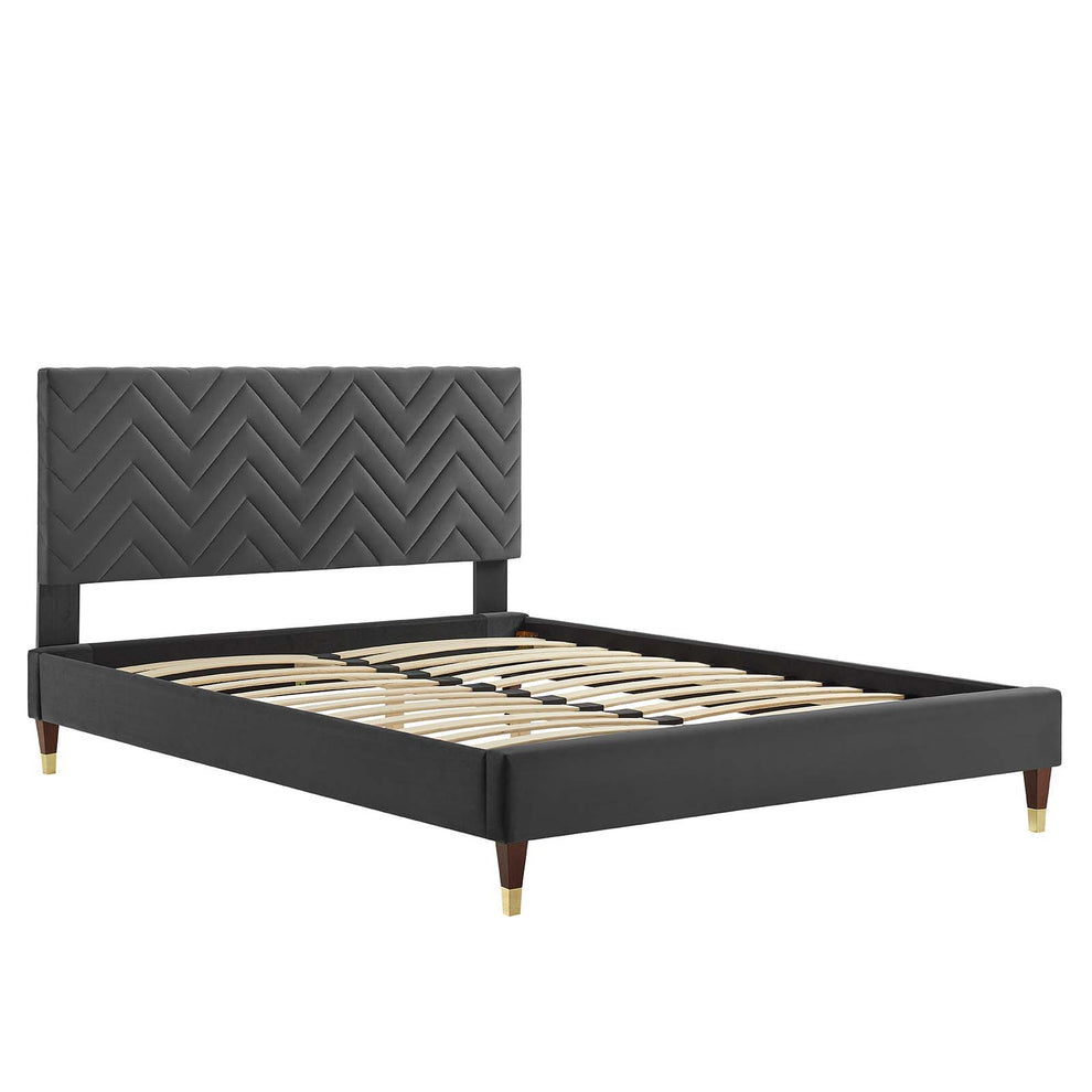 Leah Chevron Tufted Performance Velvet Queen Platform Bed By Modway - MOD-6969 | Beds | Modishstore - 5