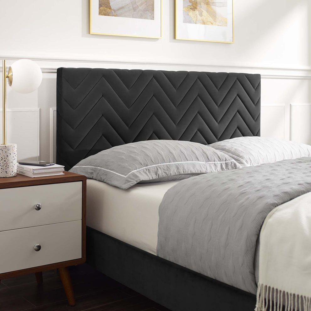 Leah Chevron Tufted Performance Velvet Queen Platform Bed By Modway - MOD-6969 | Beds | Modishstore - 8