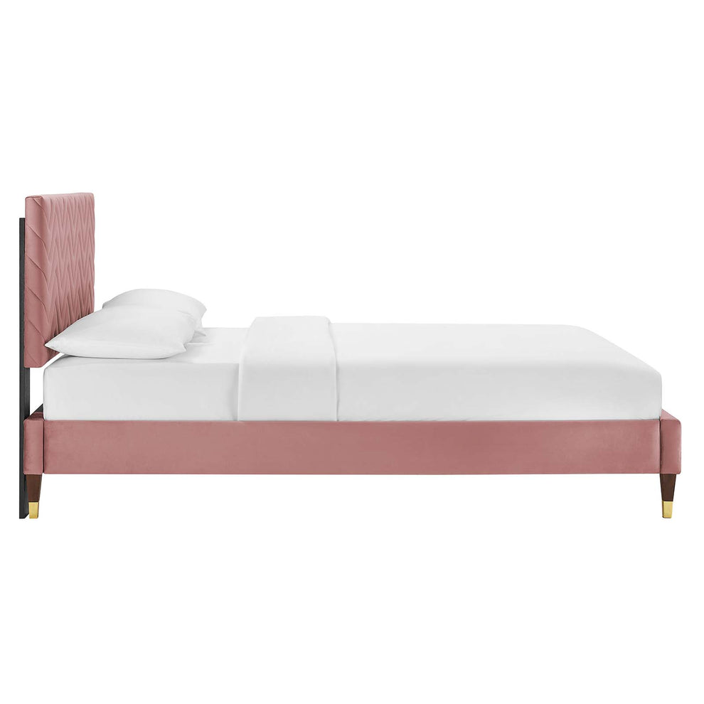 Leah Chevron Tufted Performance Velvet Queen Platform Bed By Modway - MOD-6969 | Beds | Modishstore - 10
