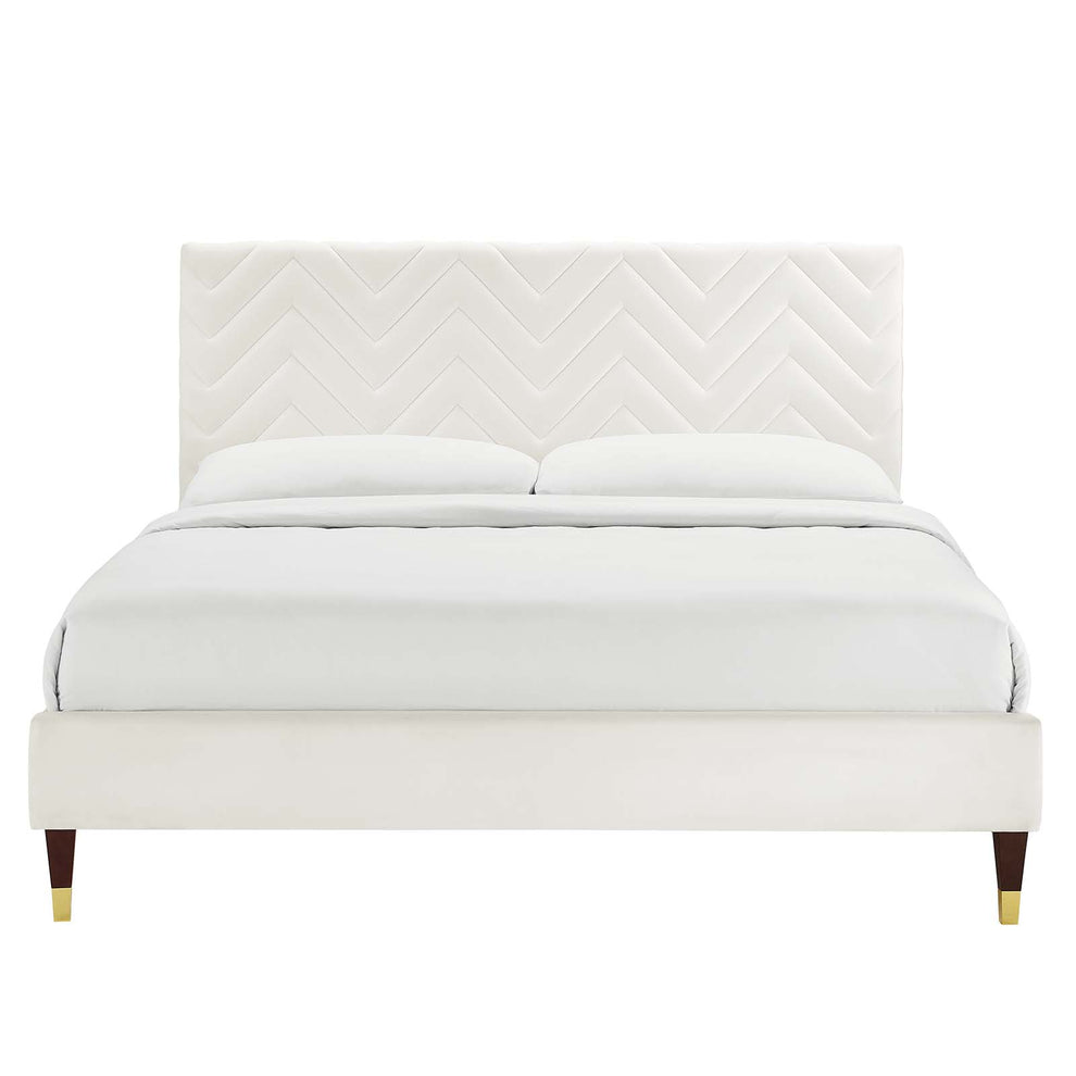Leah Chevron Tufted Performance Velvet Queen Platform Bed By Modway - MOD-6969 | Beds | Modishstore - 27