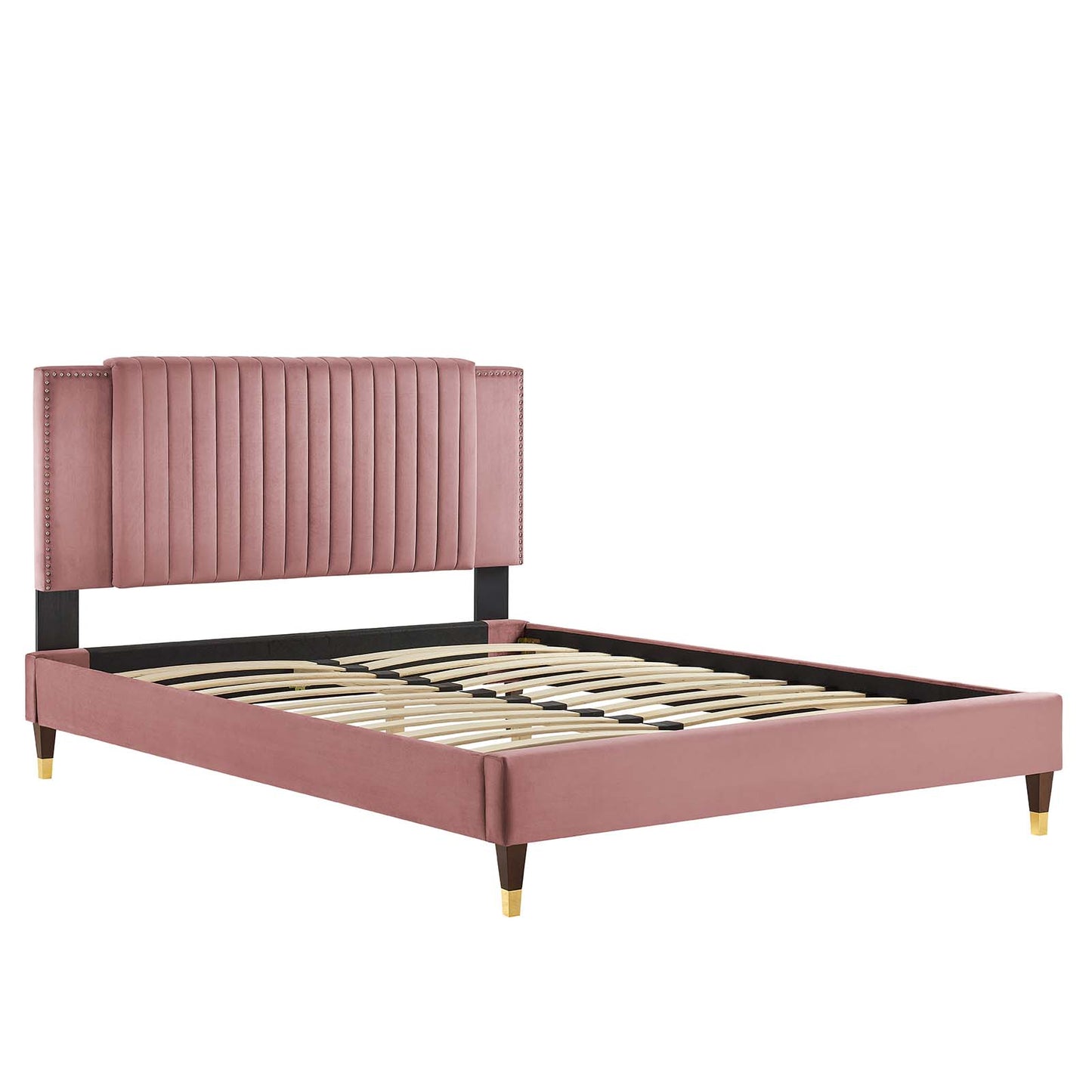 Zahra Channel Tufted Performance Velvet Queen Platform Bed By Modway - MOD-6970 | Beds | Modishstore - 12