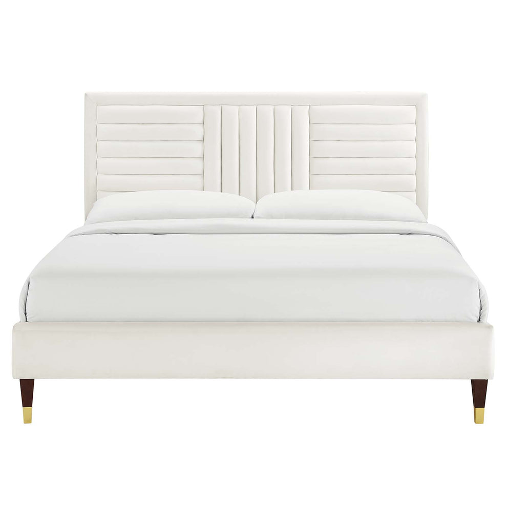 Sofia Channel Tufted Performance Velvet Queen Platform Bed By Modway - MOD-6971 | Beds | Modishstore - 27