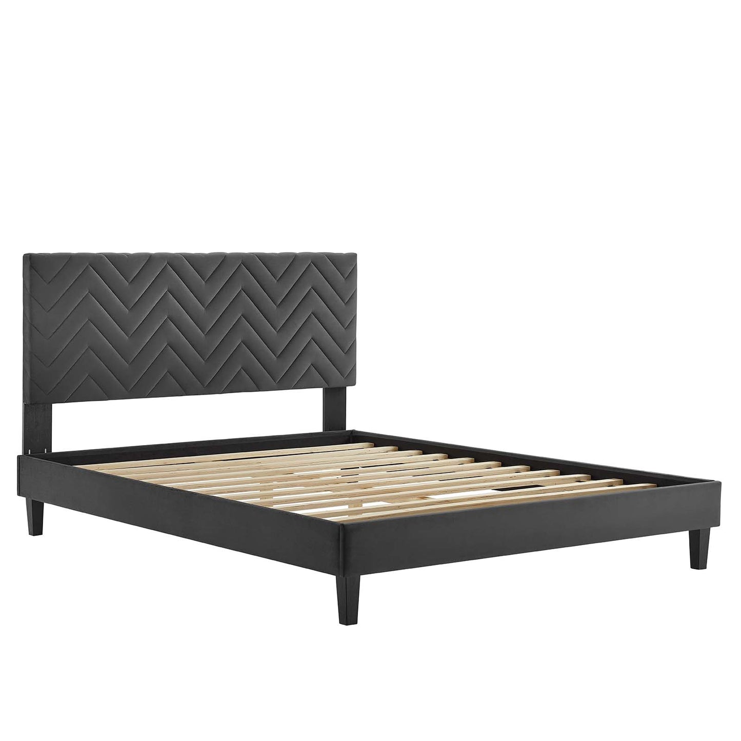 Leah Chevron Tufted Performance Velvet Queen Platform Bed By Modway - MOD-6973 | Beds | Modishstore - 5