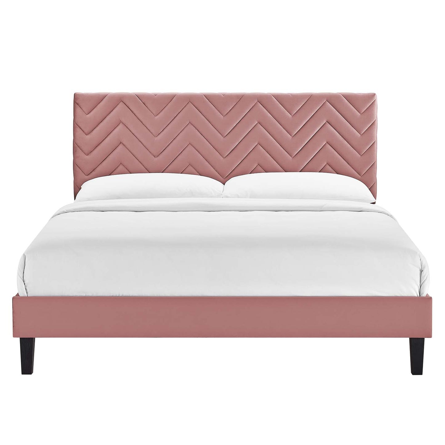 Leah Chevron Tufted Performance Velvet Queen Platform Bed By Modway - MOD-6973 | Beds | Modishstore - 11