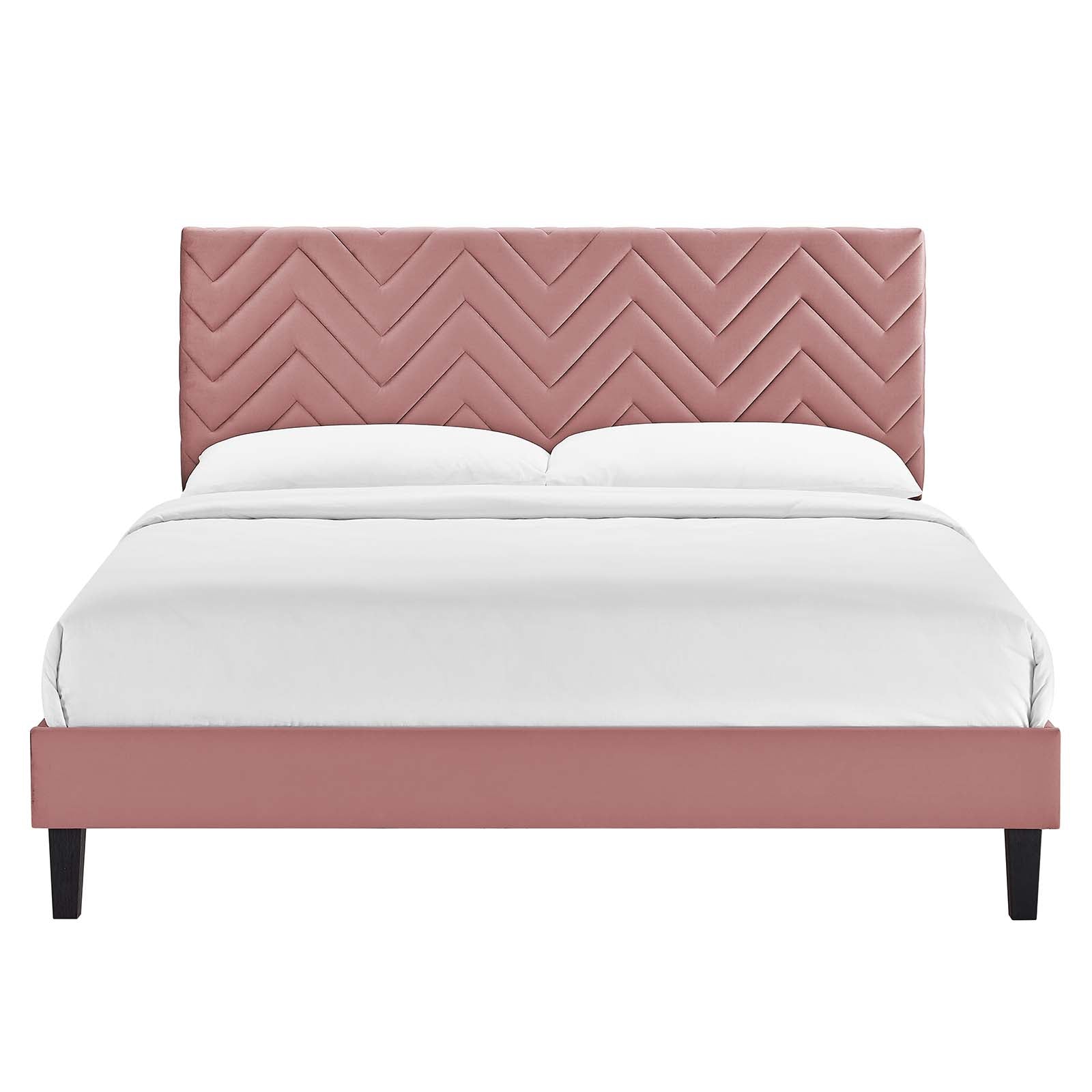 Leah Chevron Tufted Performance Velvet Queen Platform Bed By Modway - MOD-6973 | Beds | Modishstore - 11